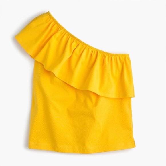 J.CREW Yellow Structured Ruffle One-Shoulder Top M - Picture 2 of 8